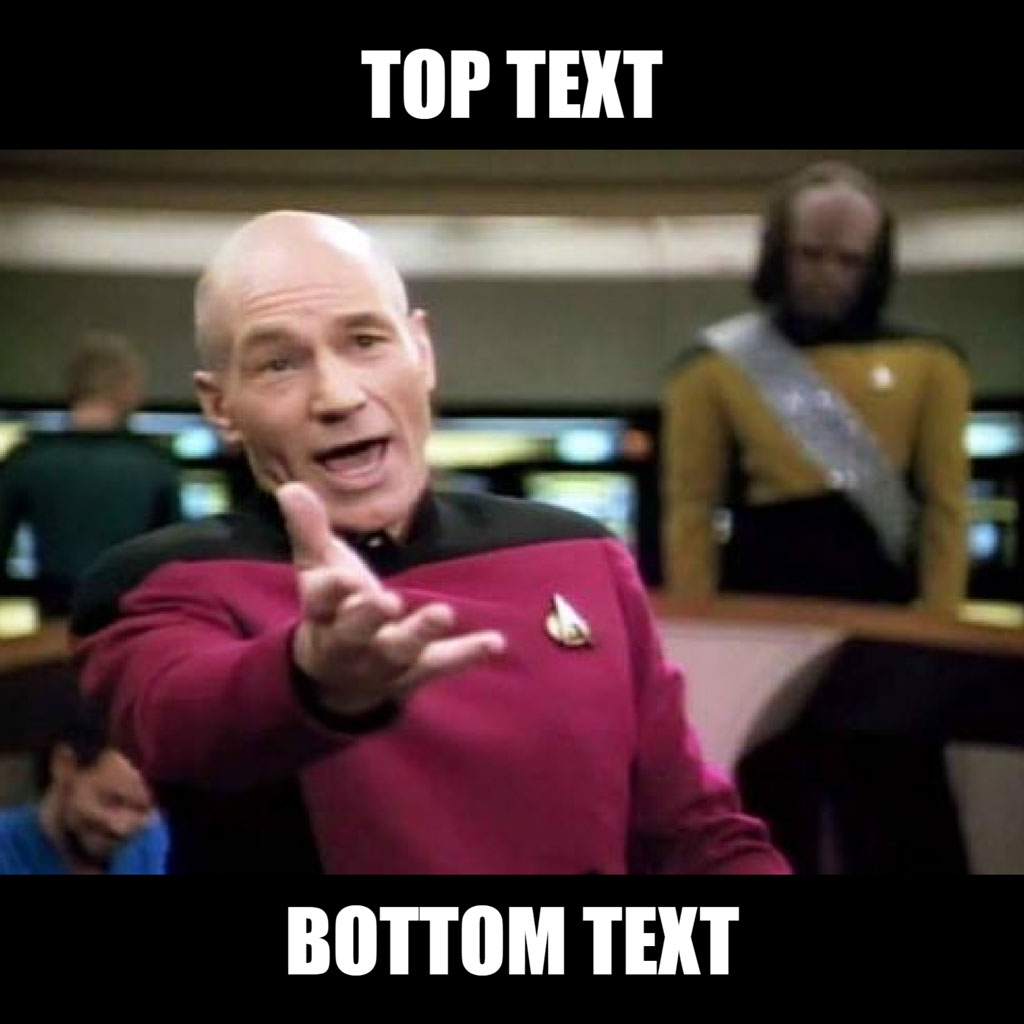 Star Trek meme template with Captain Jean-Luc Picard pointing