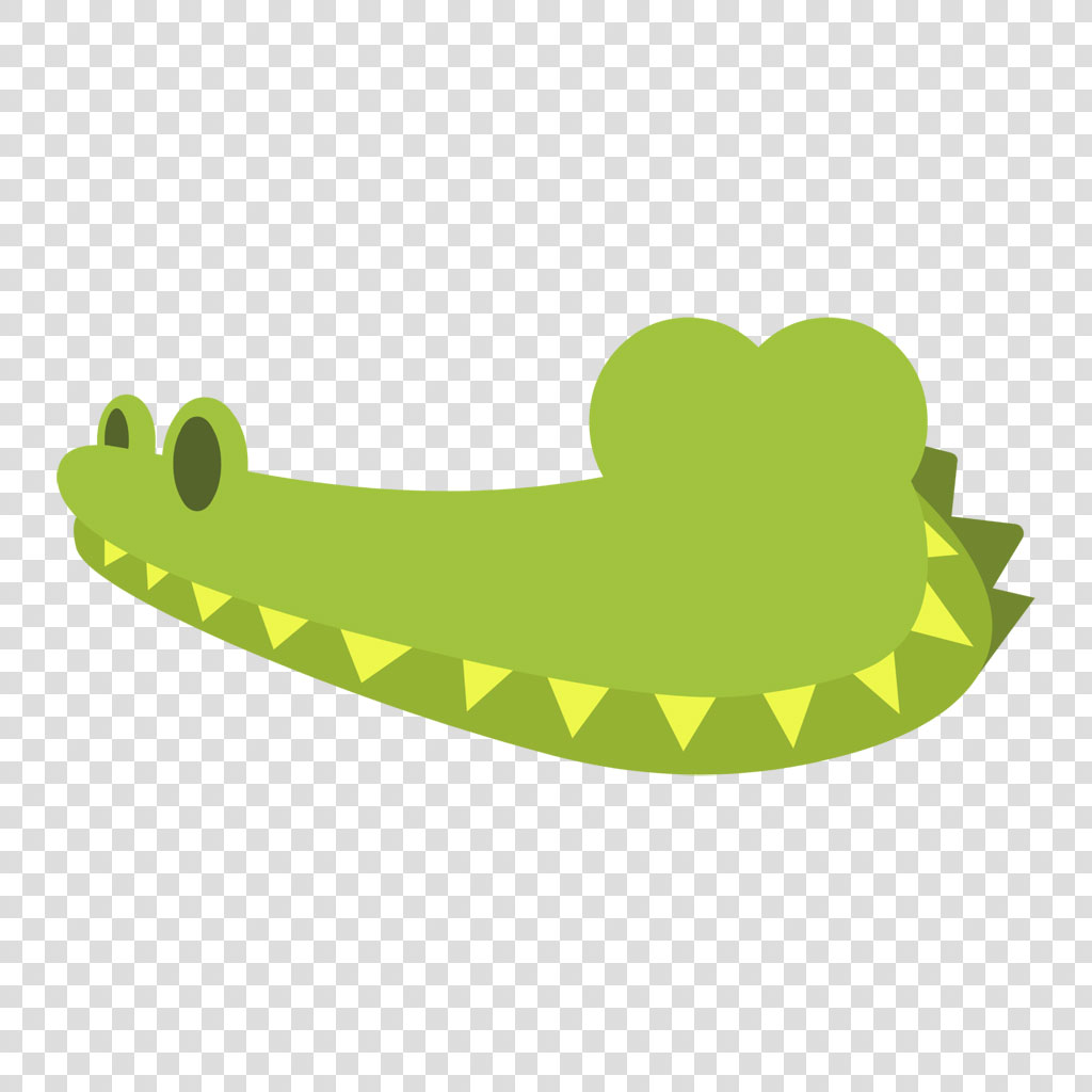 A cartoon crocodile with a green body and yellow teeth