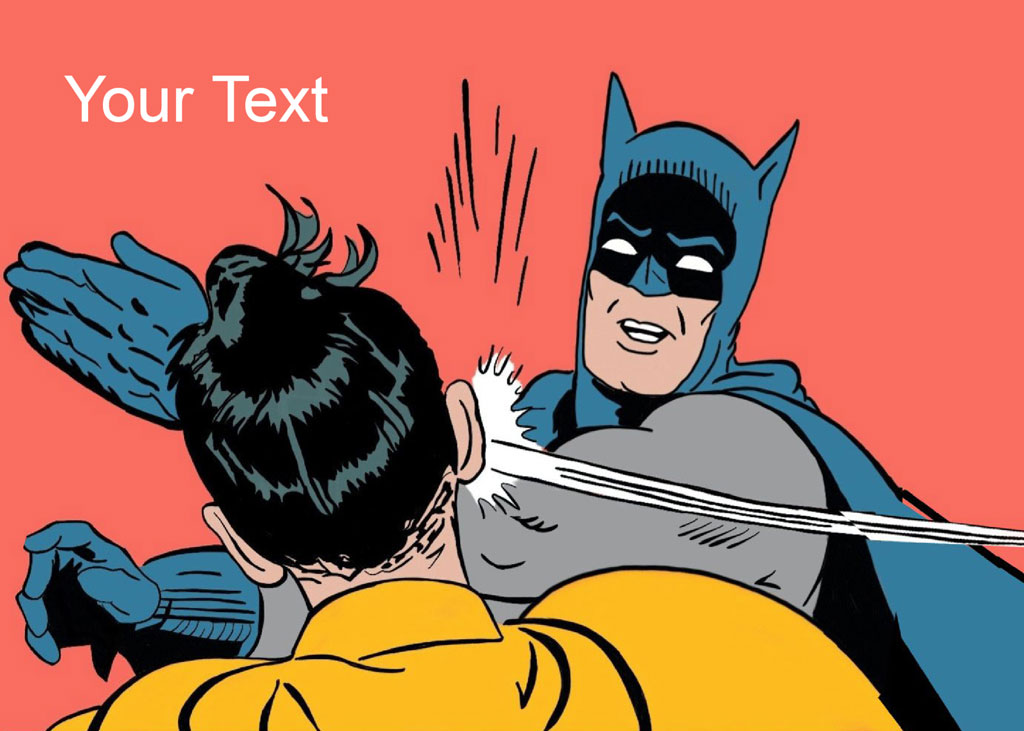 Batman slapping a person in a yellow shirt