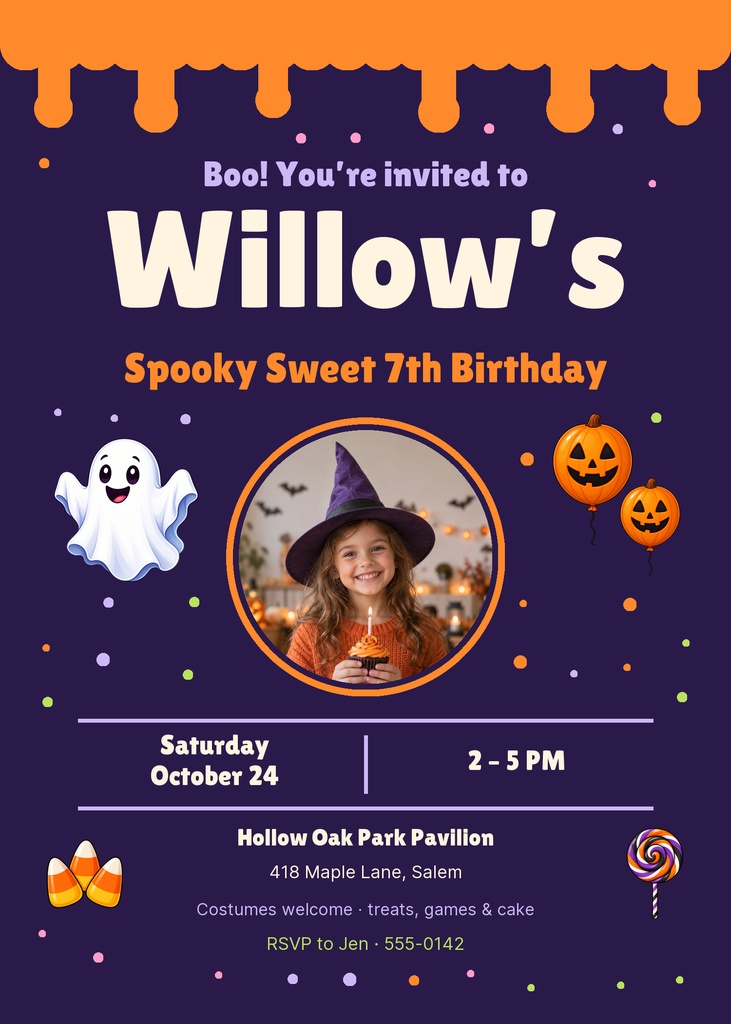 Preview for Spooky Sweet Seven 5 × 7 Invitation Template
