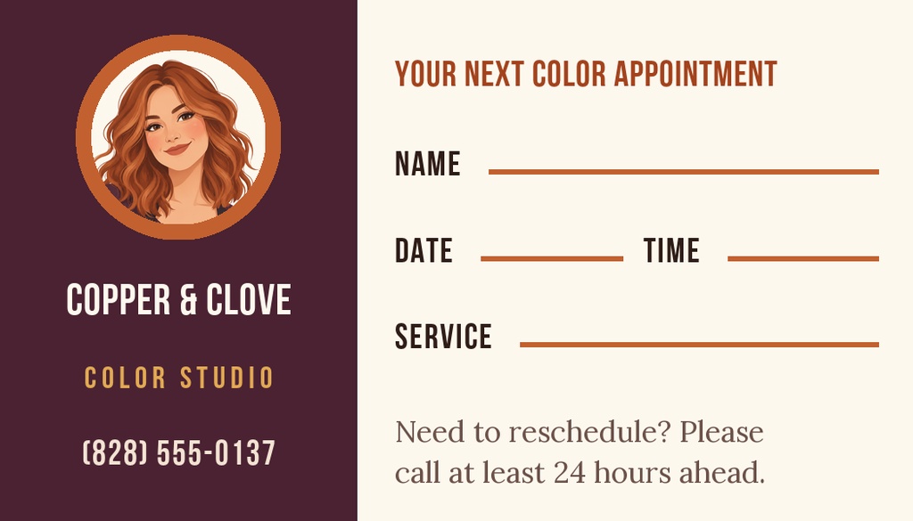 Preview for Autumn Color Studio Appointment Card Template