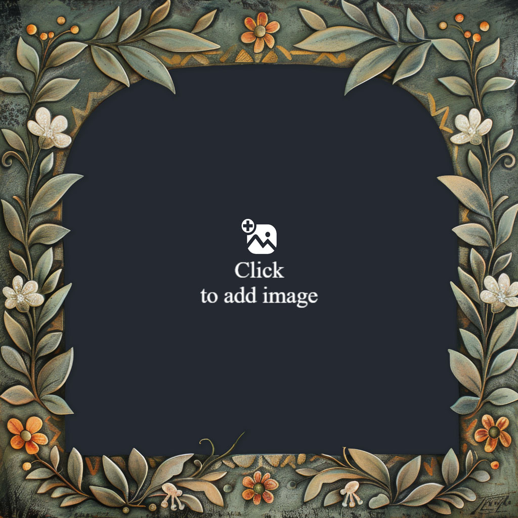 A floral frame with white and orange flowers on a dark background