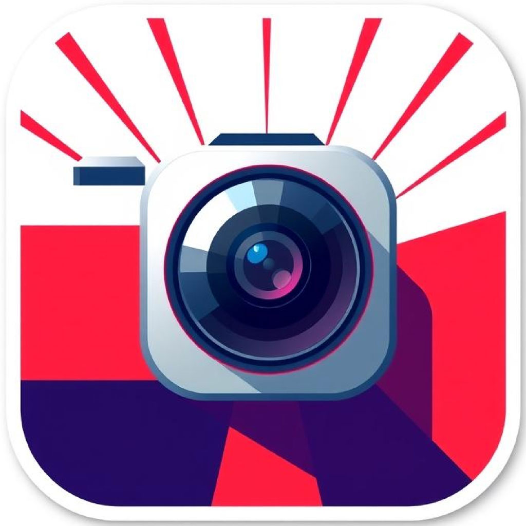 Camera app icon with lens and flash