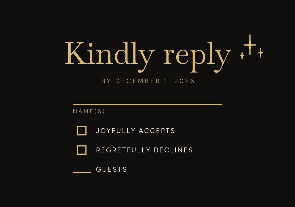Preview for Midnight In Gold Rsvp Card Template