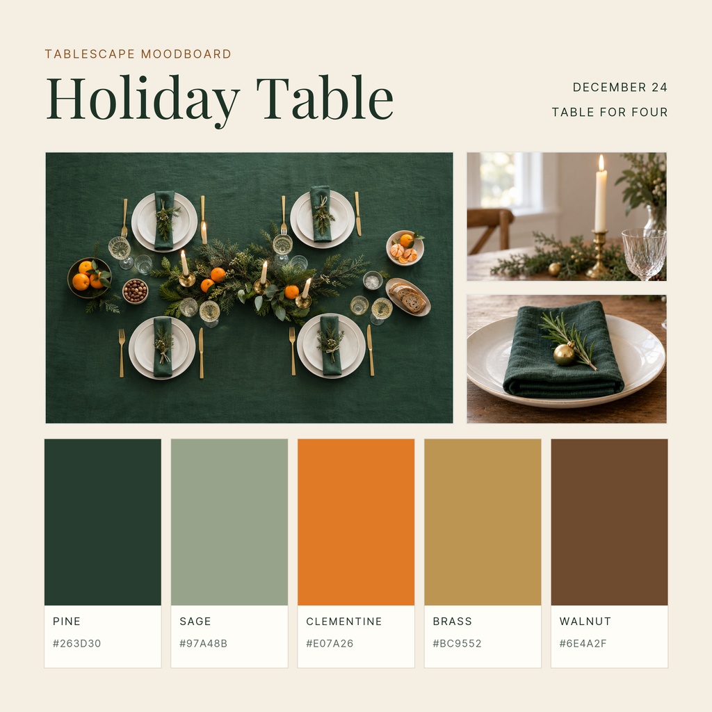 Preview for Holiday Table Moodboard Square Collage Template