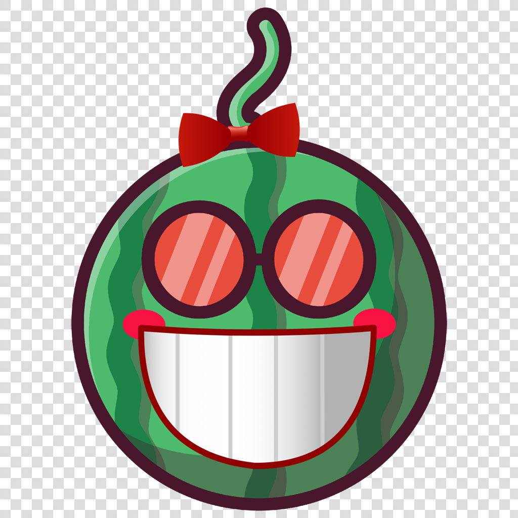 Cartoon watermelon with sunglasses and a smile