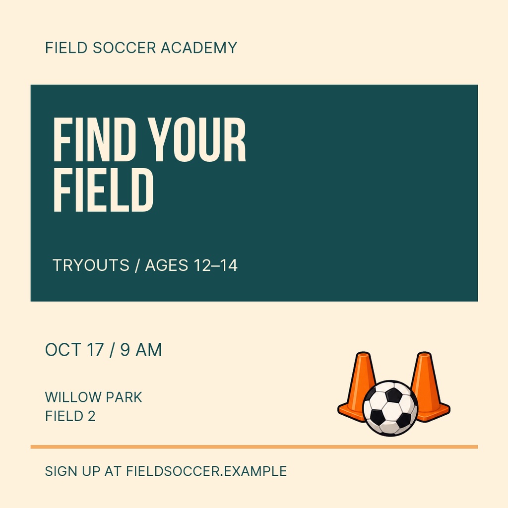 Preview for Find Your Field Soccer Square Post Template