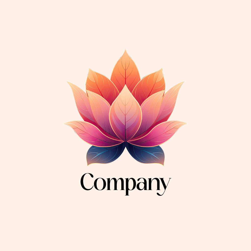 Lotus flower logo with gradient orange and pink petals