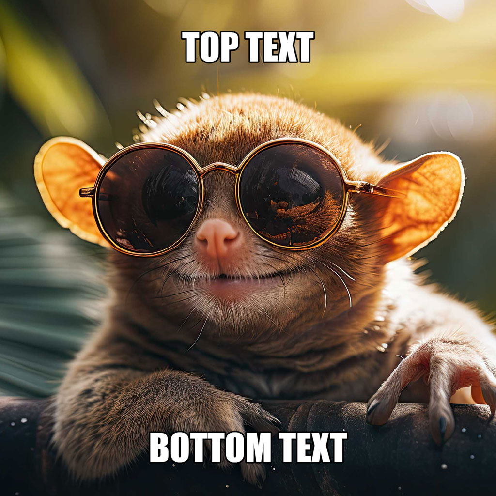 A cat wearing sunglasses with a meme caption template