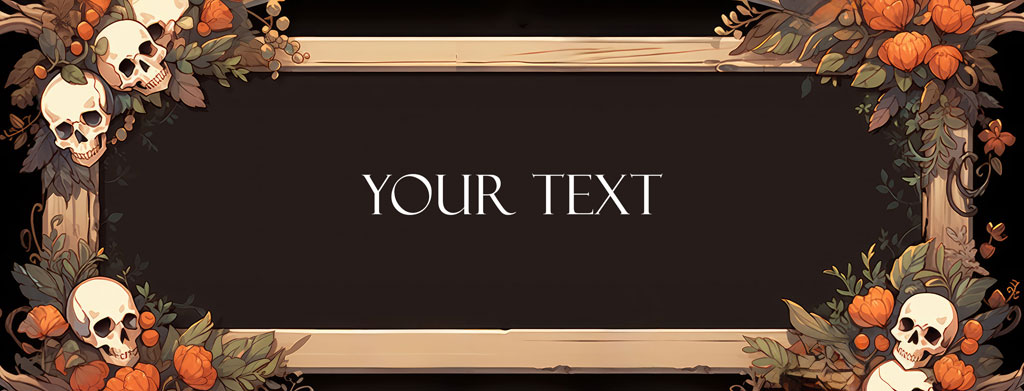 Halloween frame with skulls and pumpkins