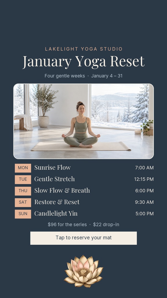 Preview for January Yoga Reset Story Opener Template