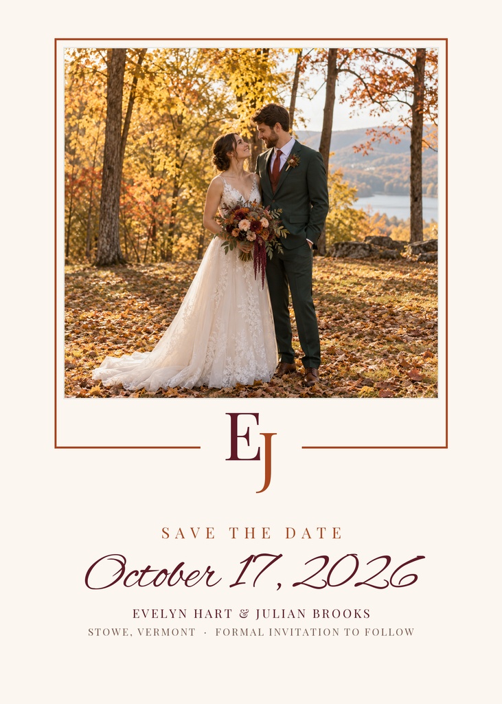 Preview for Autumn Ember Wedding Save The Date Template
