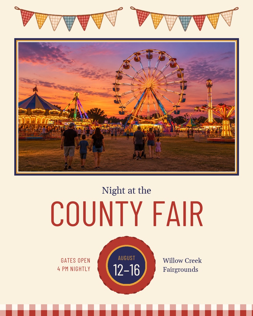 Preview for Night At The County Fair Portrait Post Template