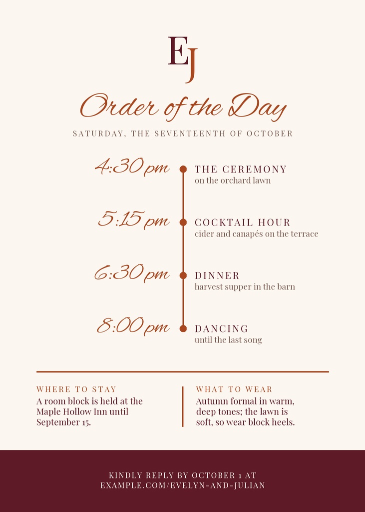 Preview for Autumn Ember Wedding Details Card Template