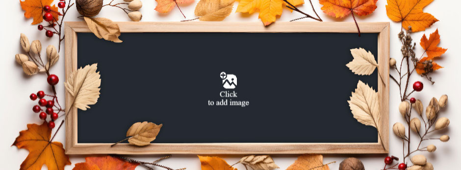 Blackboard with autumn leaves and berries around it