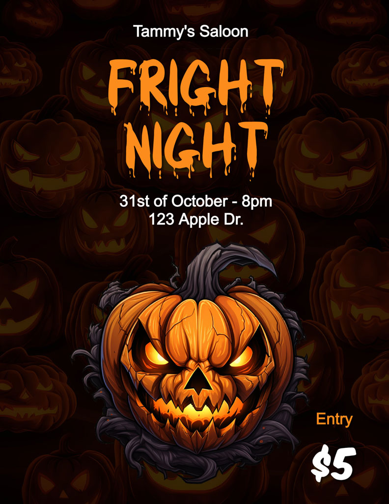 Halloween event poster with jack-o'-lanterns