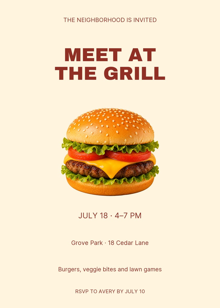 Preview for Meet At The Grill 5 × 7 Invitation Template