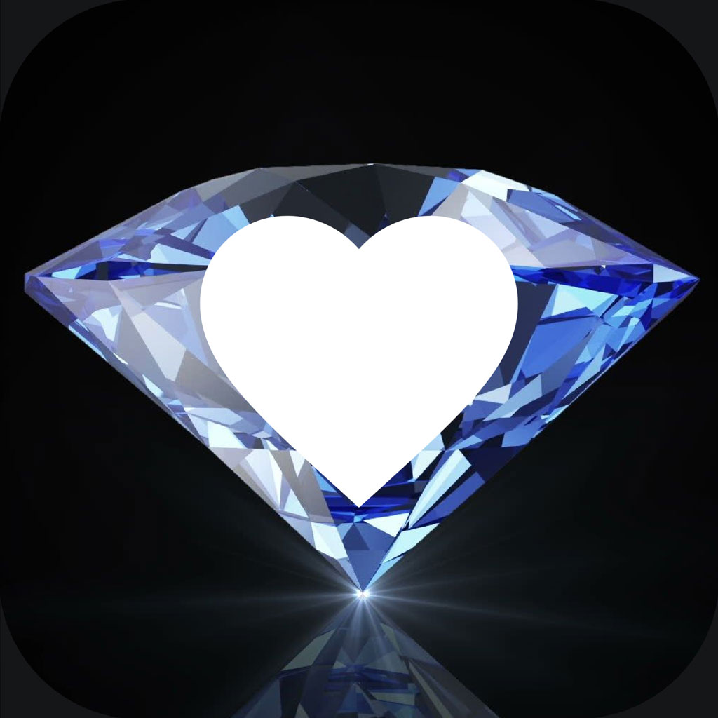 A heart-shaped cutout in a diamond against a black background