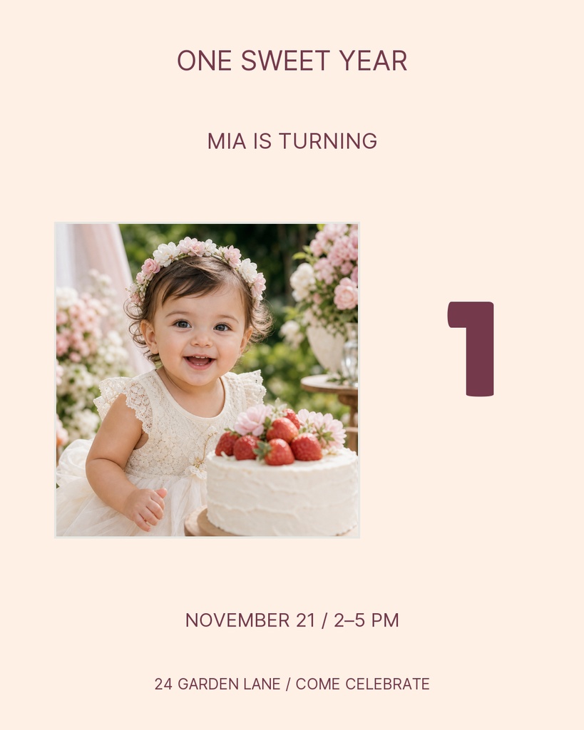 Preview for One Sweet Year Portrait Post Template