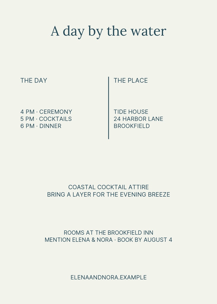 Preview for Coastline Vows Details Card Template