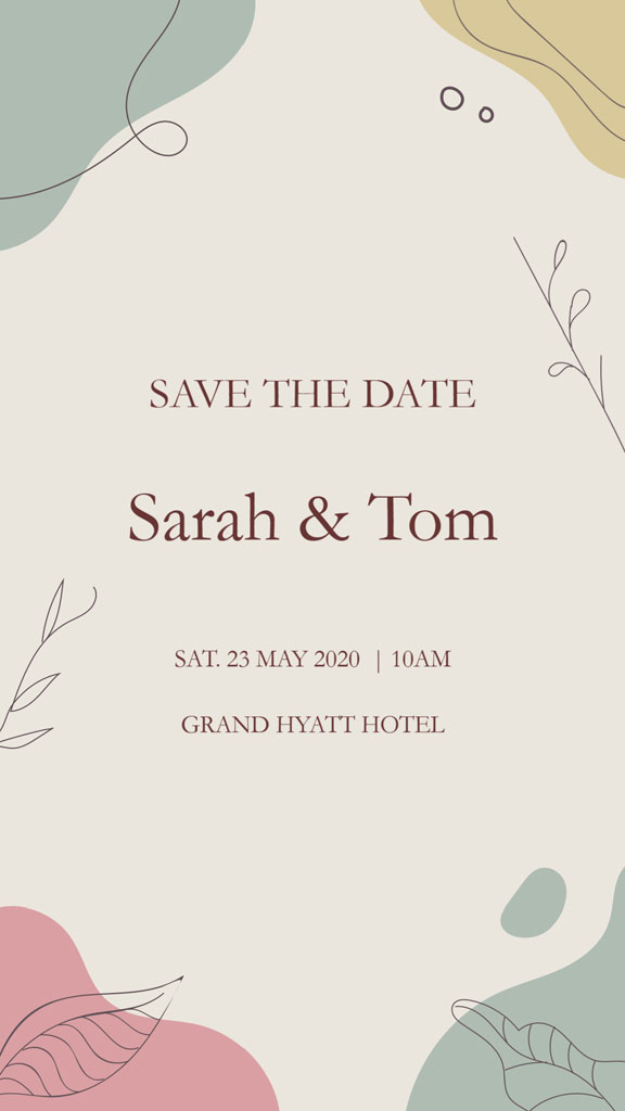 Elegant wedding invitation for Sarah and Tom's ceremony