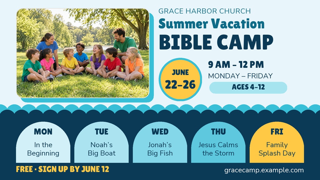 Preview for Summer Vacation Bible Camp Landscape Graphic Template