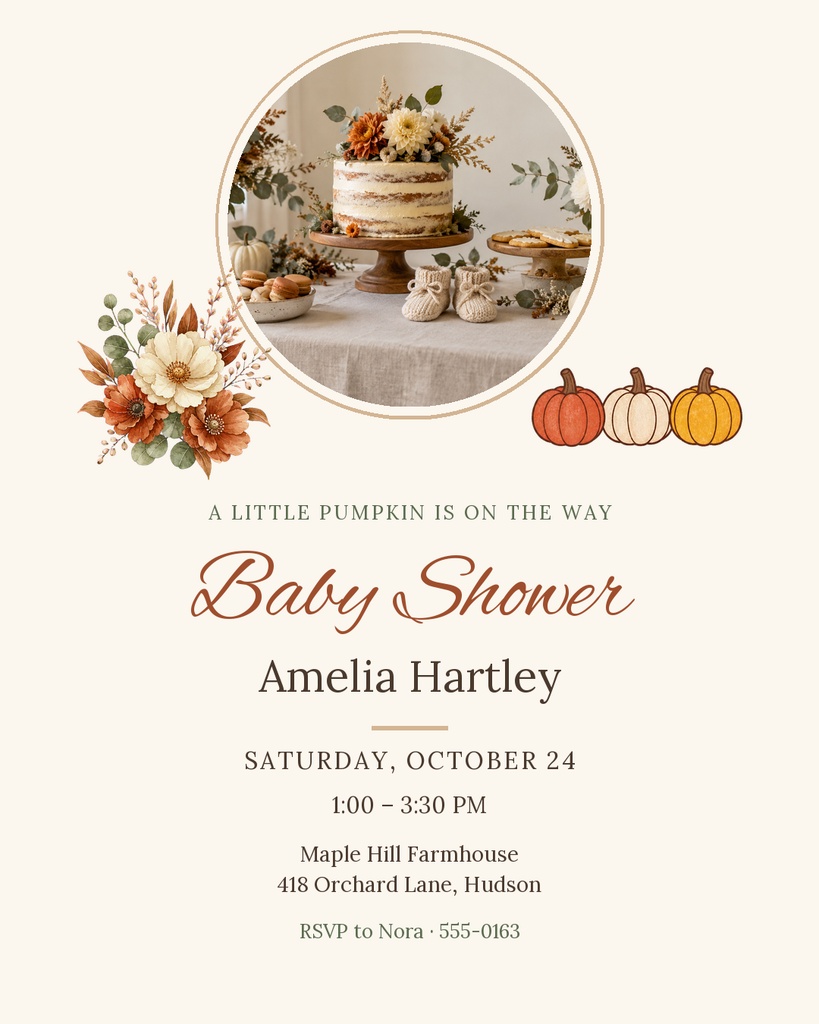 Preview for Little Pumpkin Is On The Way Portrait Post Template