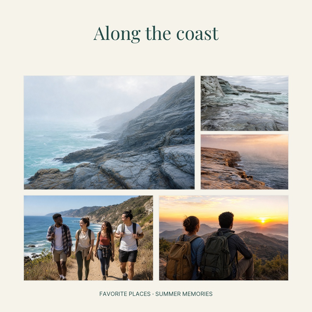 Preview for Along The Coast Square Photo Collage Template