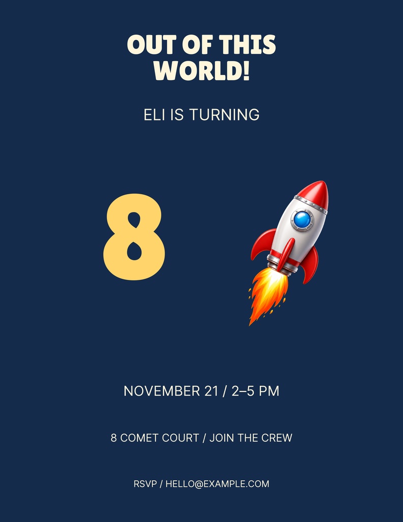 Preview for Eight Is Out Of This World Letter Flyer Template