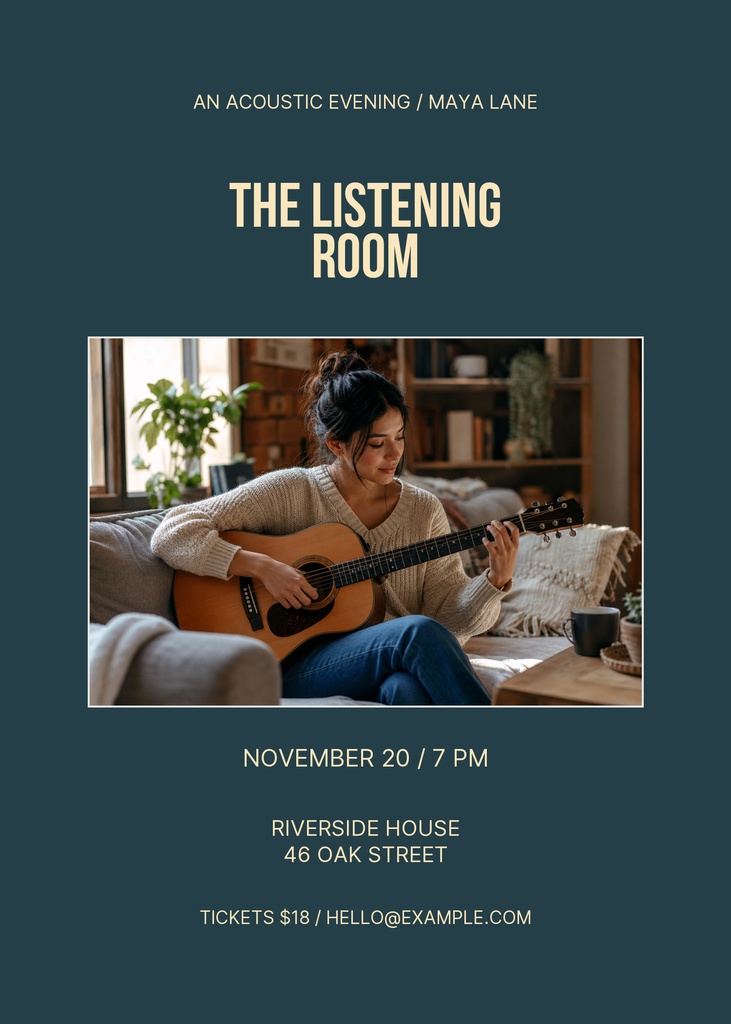 Preview for The Listening Room 5 × 7 Invitation Template