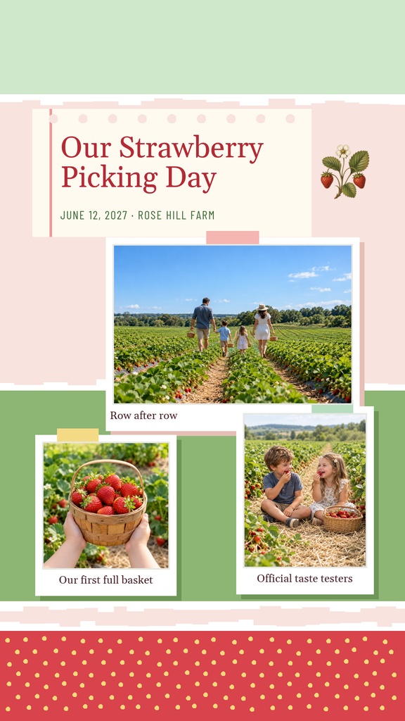 Preview for Our Strawberry Picking Day Story Opener Template