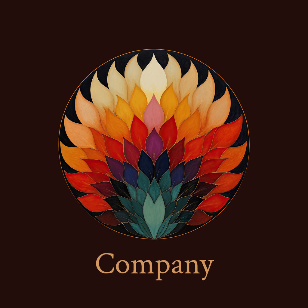 Colorful company logo with layered flower petals