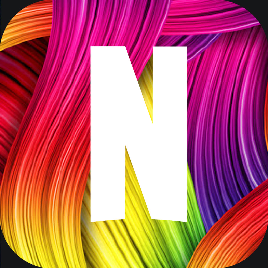 Colorful abstract background with large white letter N