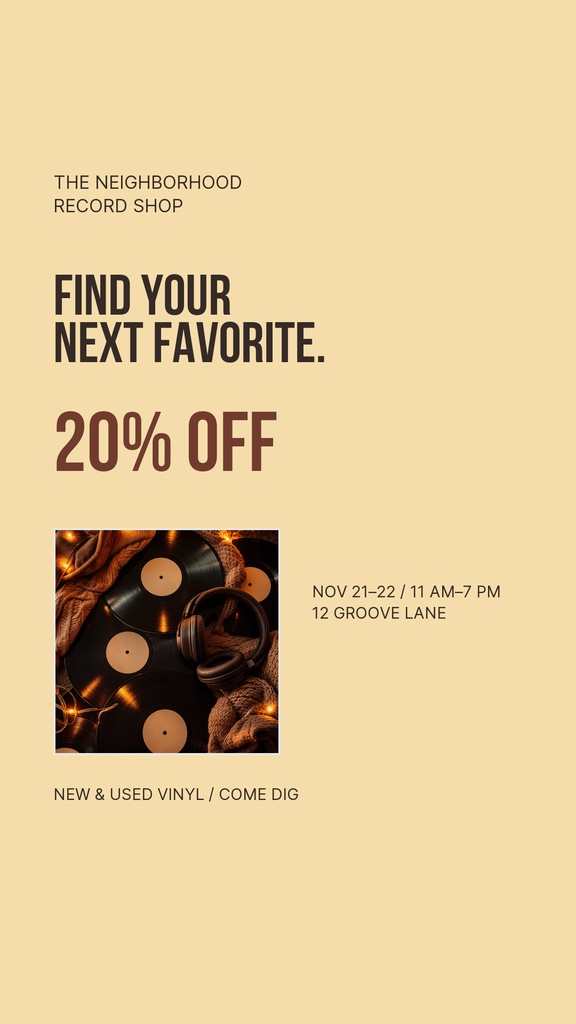 Preview for The Neighborhood Record Shop Story Opener Template