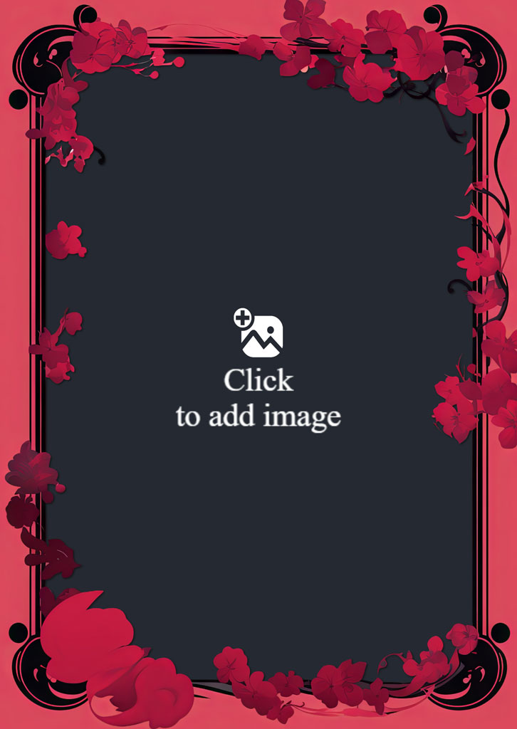 A red and black floral frame template with a dark center