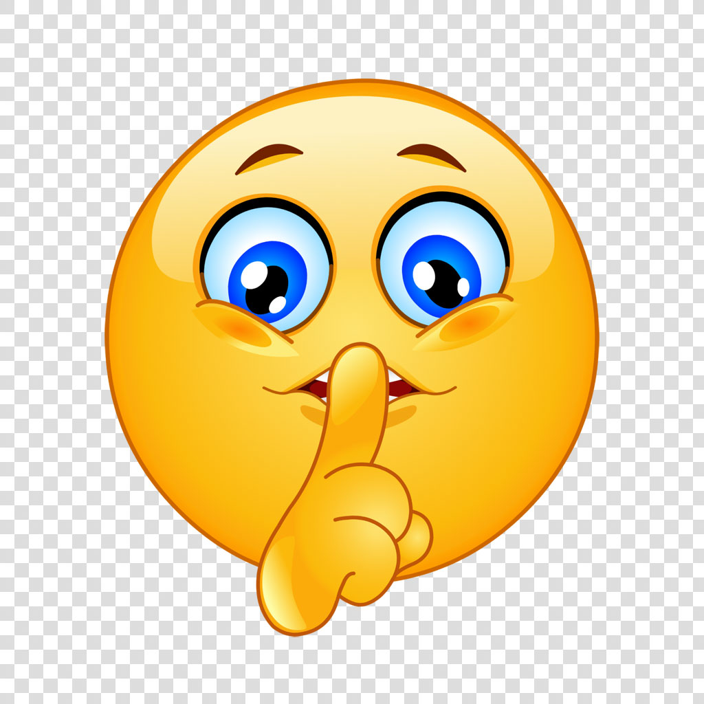 A yellow emoji with a finger to its lips, indicating silence or secrecy.