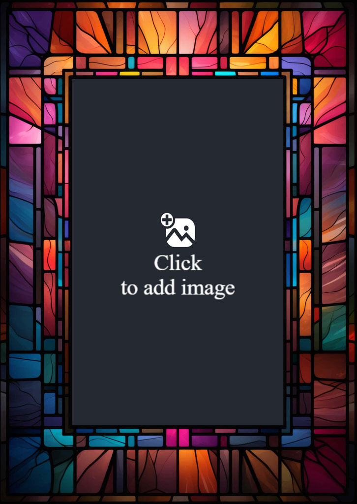 A stained glass frame with a dark gray center