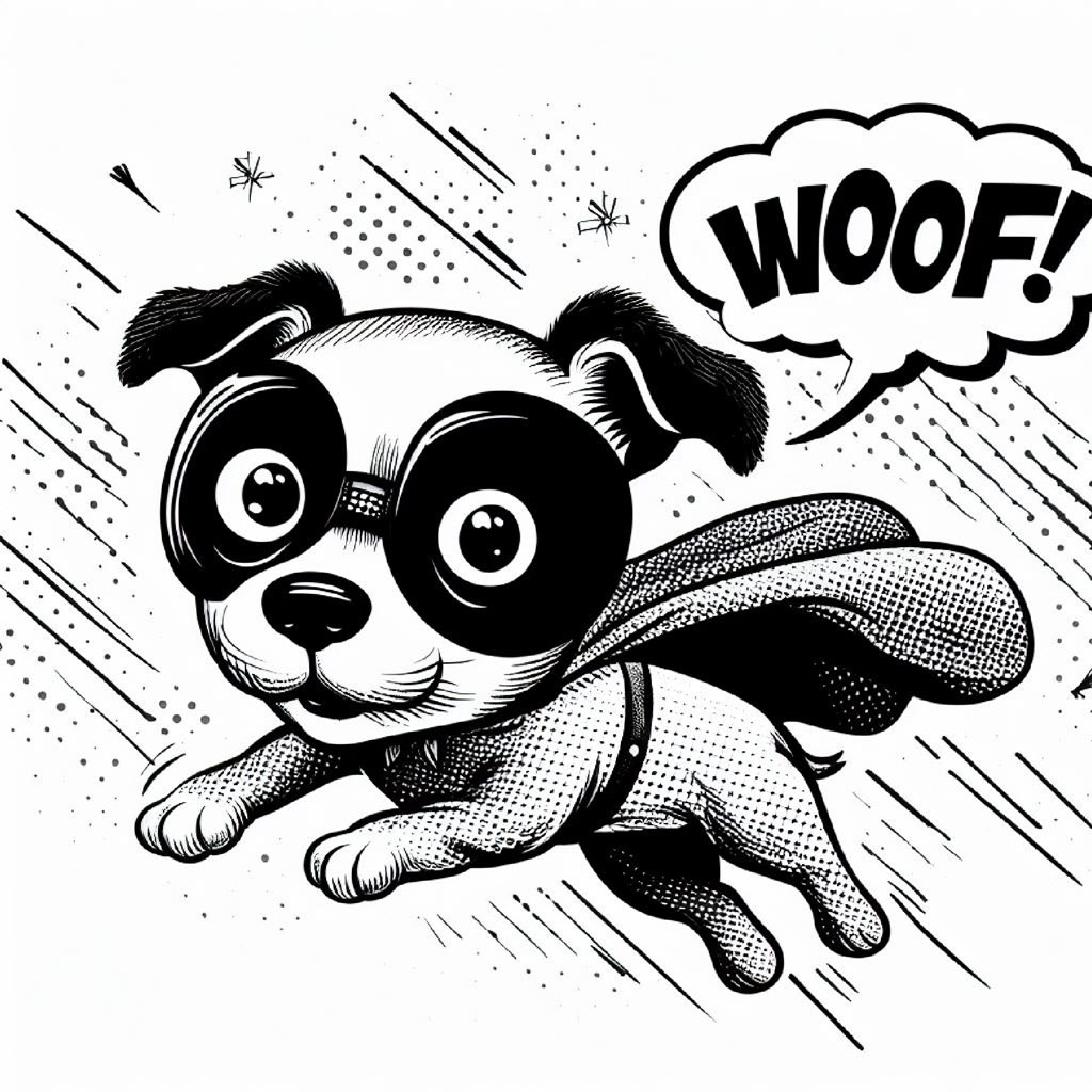 Illustration of a brown and white dog with a red collar