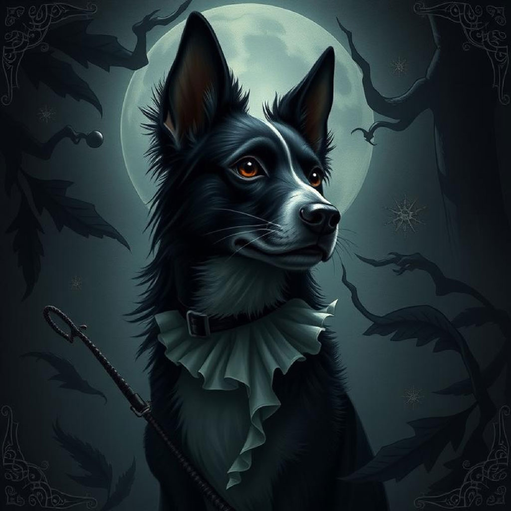 A gothic woman with black hair and red lips surrounded by red roses