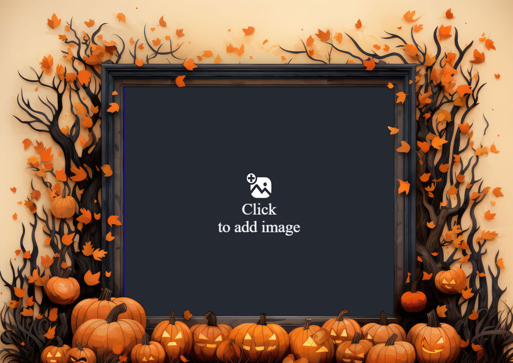 Halloween frame with pumpkins and autumn leaves