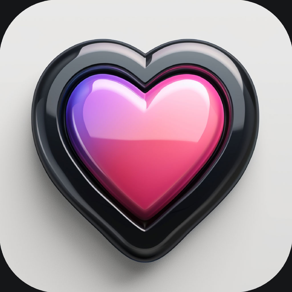 A 3D heart icon with a pink and purple gradient