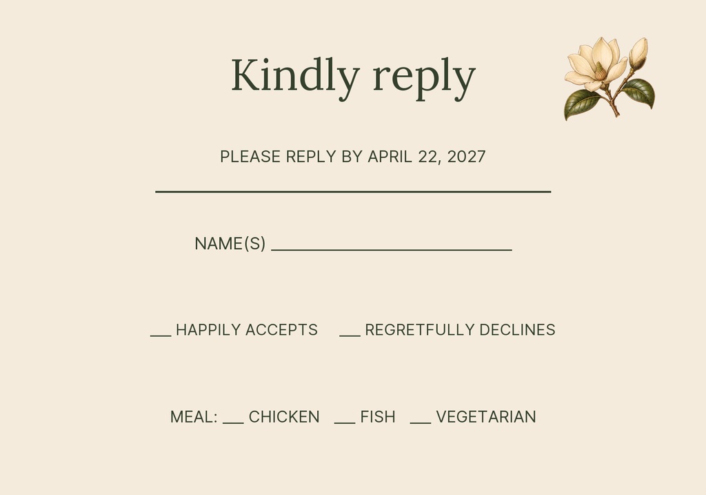 Preview for Magnolia Promise Rsvp Card Template