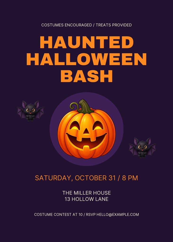 Preview for Haunted Halloween Bash 5 × 7 Invitation Template