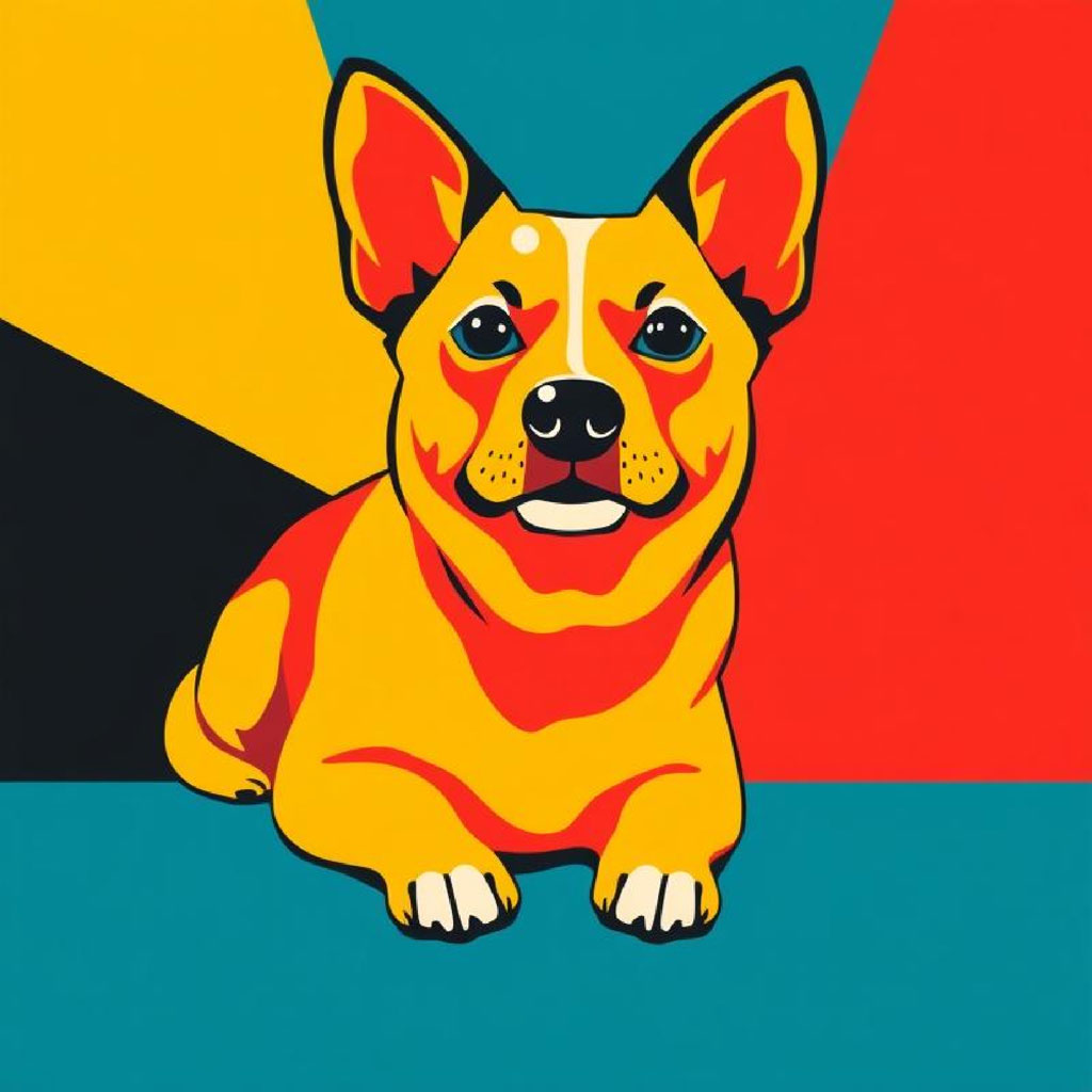 Pop art portrait of a woman wearing red sunglasses and a red top