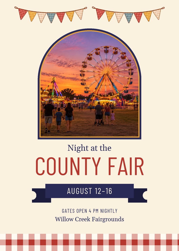 Preview for Night At The County Fair 5 × 7 Invitation Template