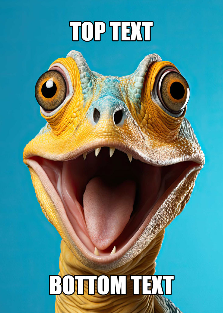 A cartoonish lizard with exaggerated features and a humorous expression.