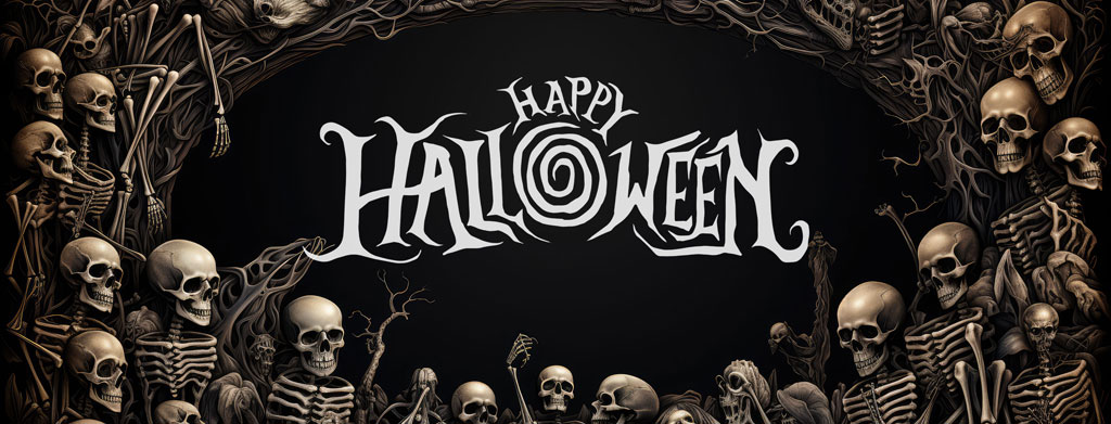 Halloween greeting with skeletons