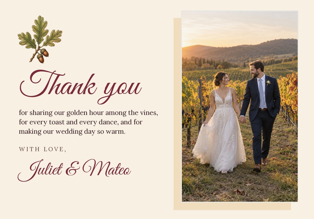 Preview for Vows Among The Vines Thank-you Card Template