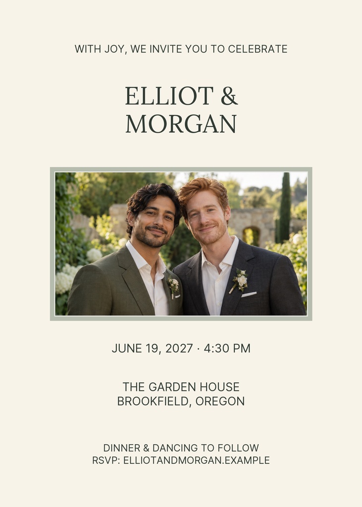 Preview for Garden Vows 5 × 7 Invitation Template