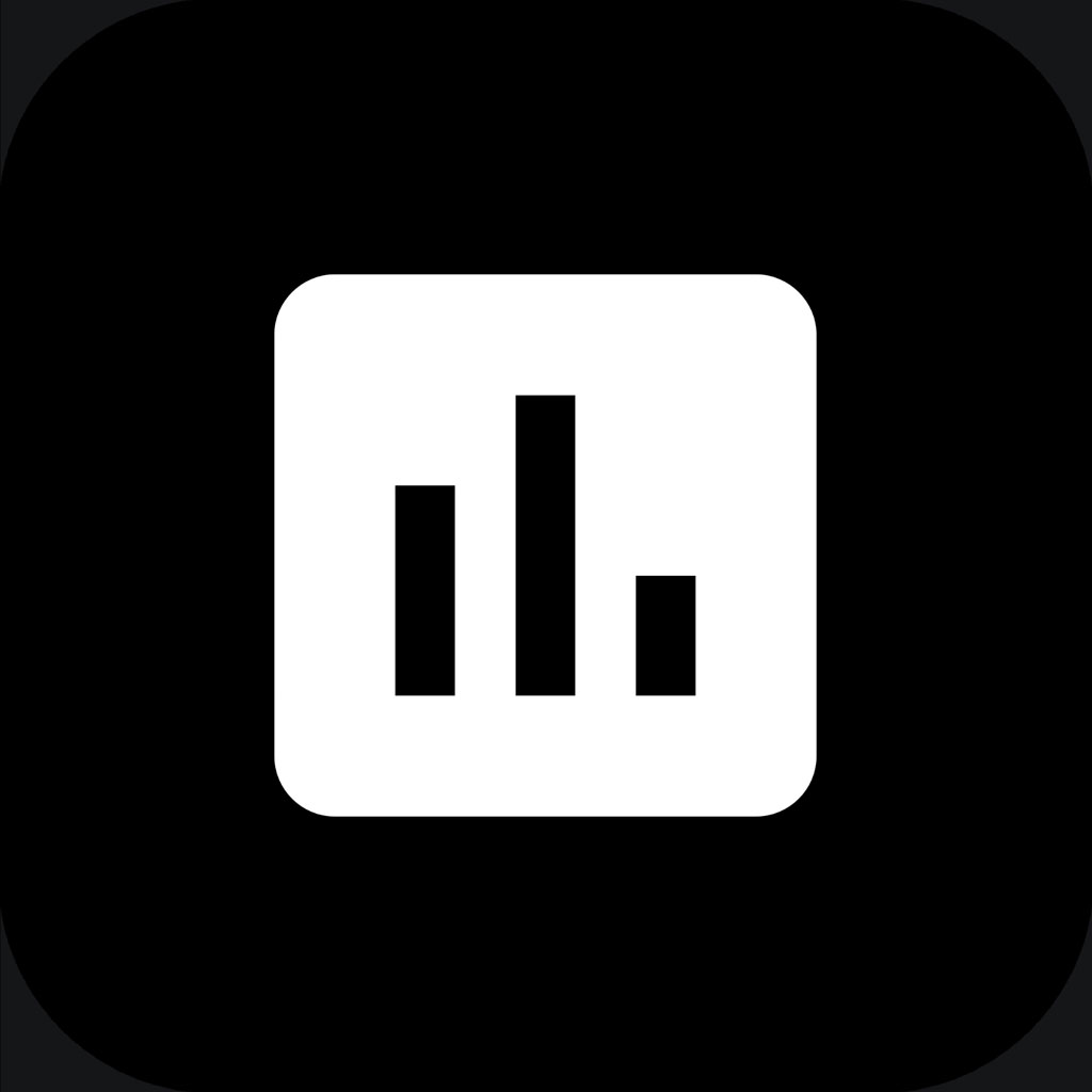Bar chart icon on a black background